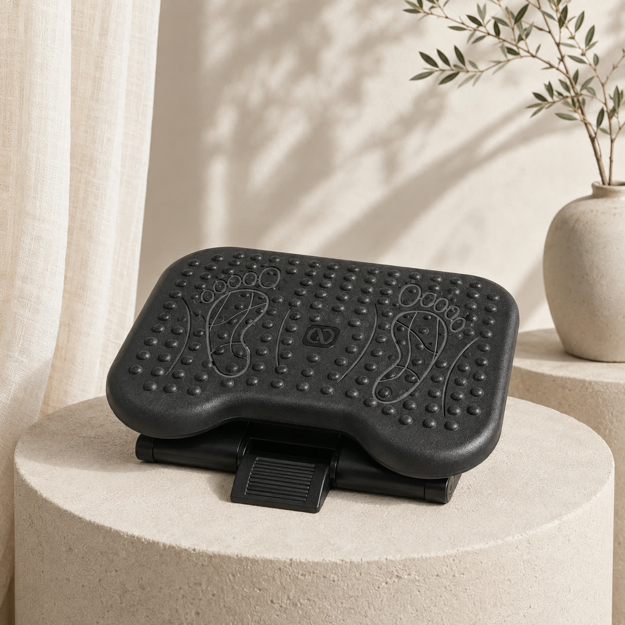 Ergonomic footrest in use